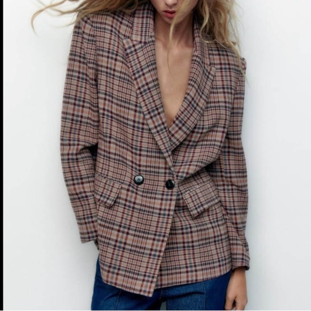 Zara Checkered Blazer Women’s XL NWT